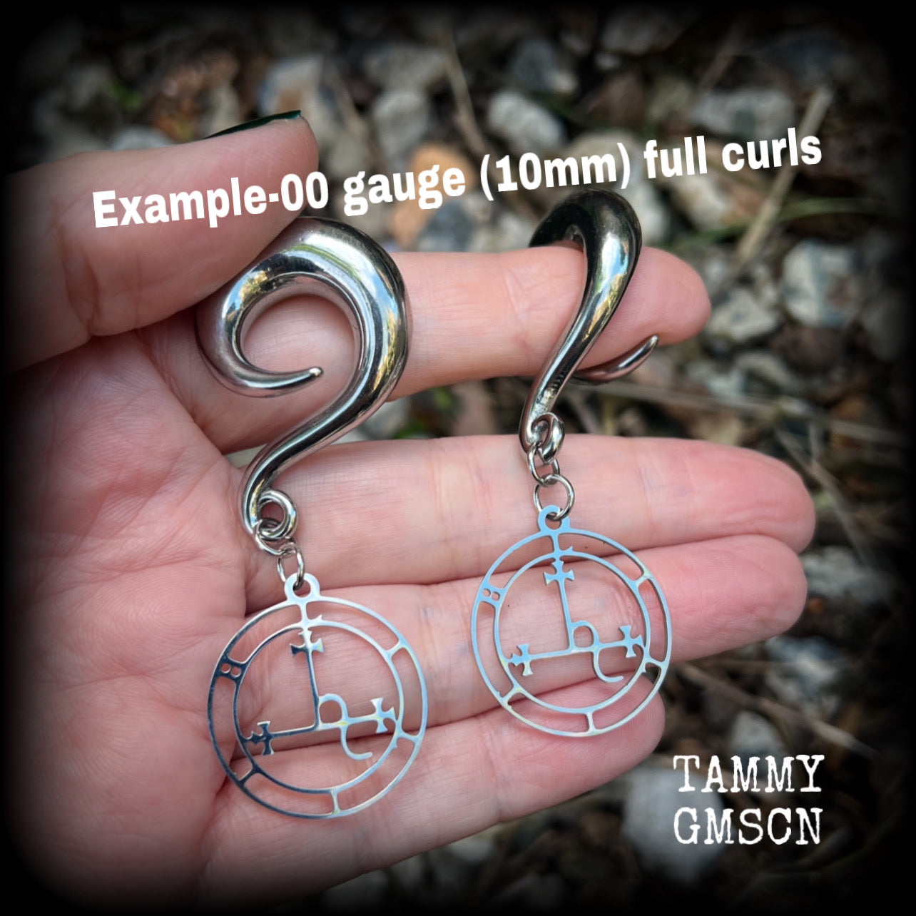 Sigil of Lilith gauged earrings-Occult ear gauges