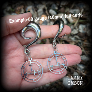 Sigil of Lilith gauged earrings-Occult ear gauges