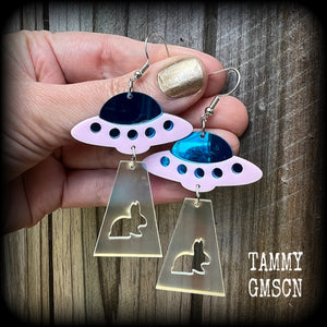 UFO earrings-Rabbit abduction earrings