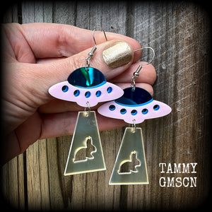 UFO earrings-Rabbit abduction earrings