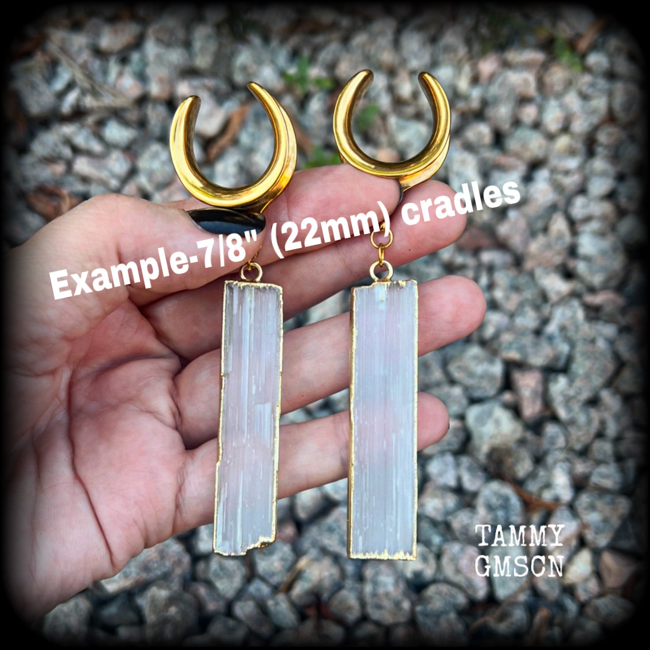 Selenite ear weights-Gemstone ear hangers