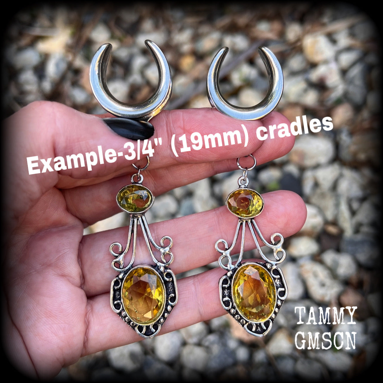 Citrine gauged earrings Gemstone body jewelry Gemstone ear hangers 19mm ear weights Tunnel dangles Gemstone ear weights 