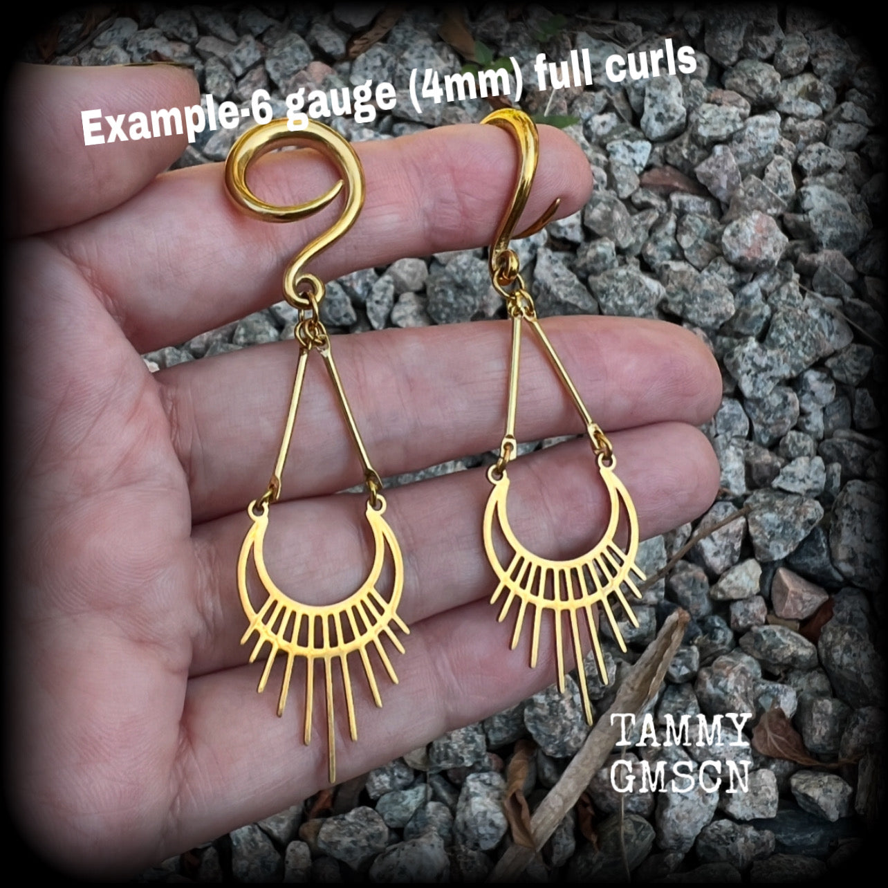 Goddess Ishtar sun and moon earrings-Crescent moon ear hangers