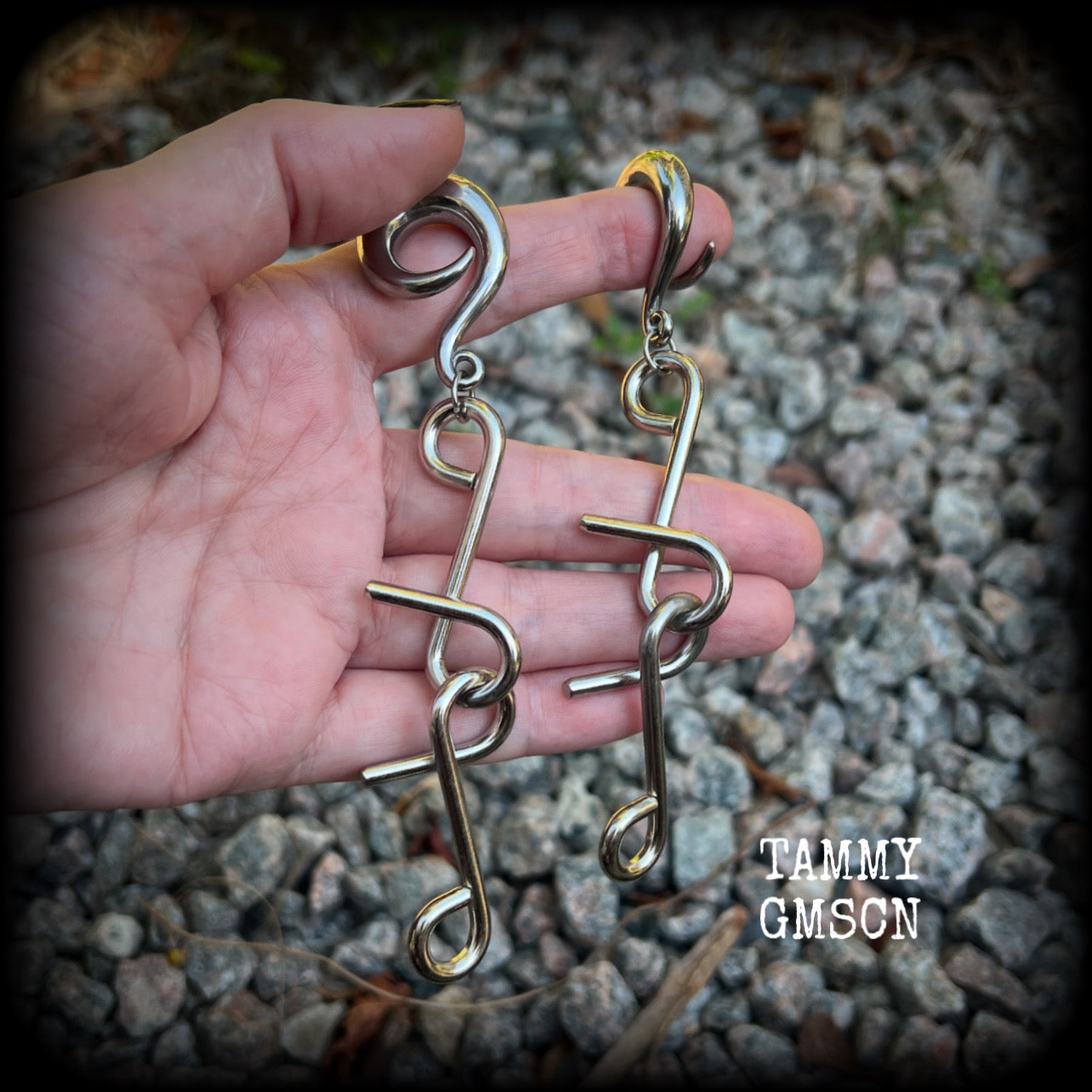 Stainless steel gauged earrings-Punk puzzle earrings