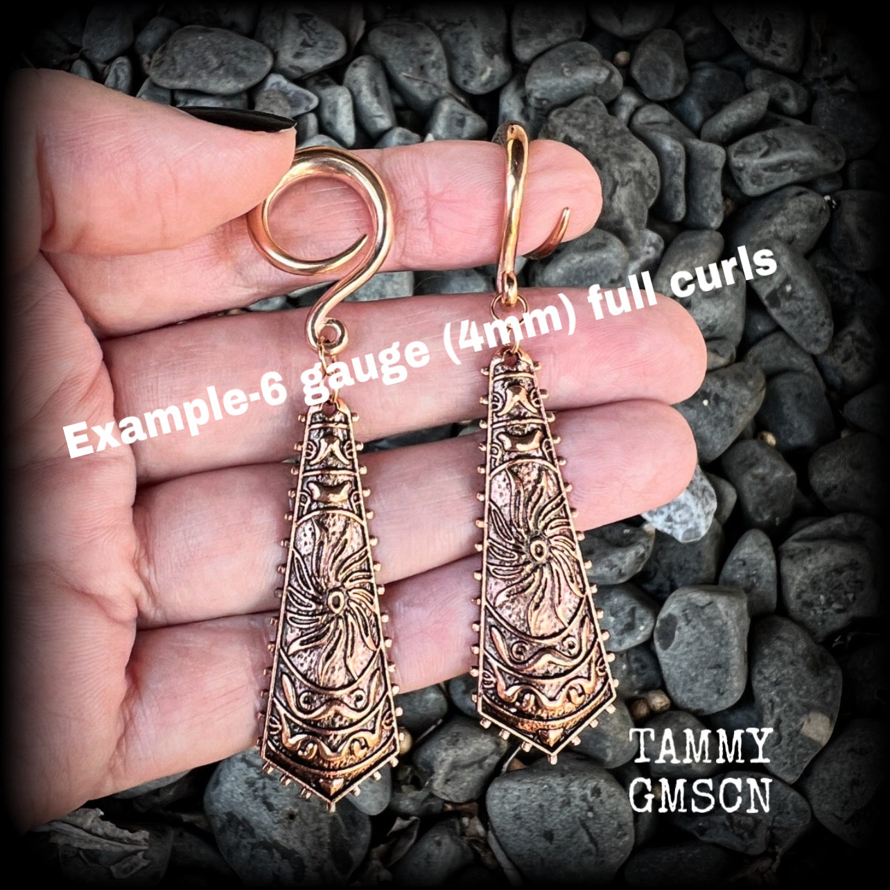 Sun goddess gauged earrings-Ishtar ear hangers