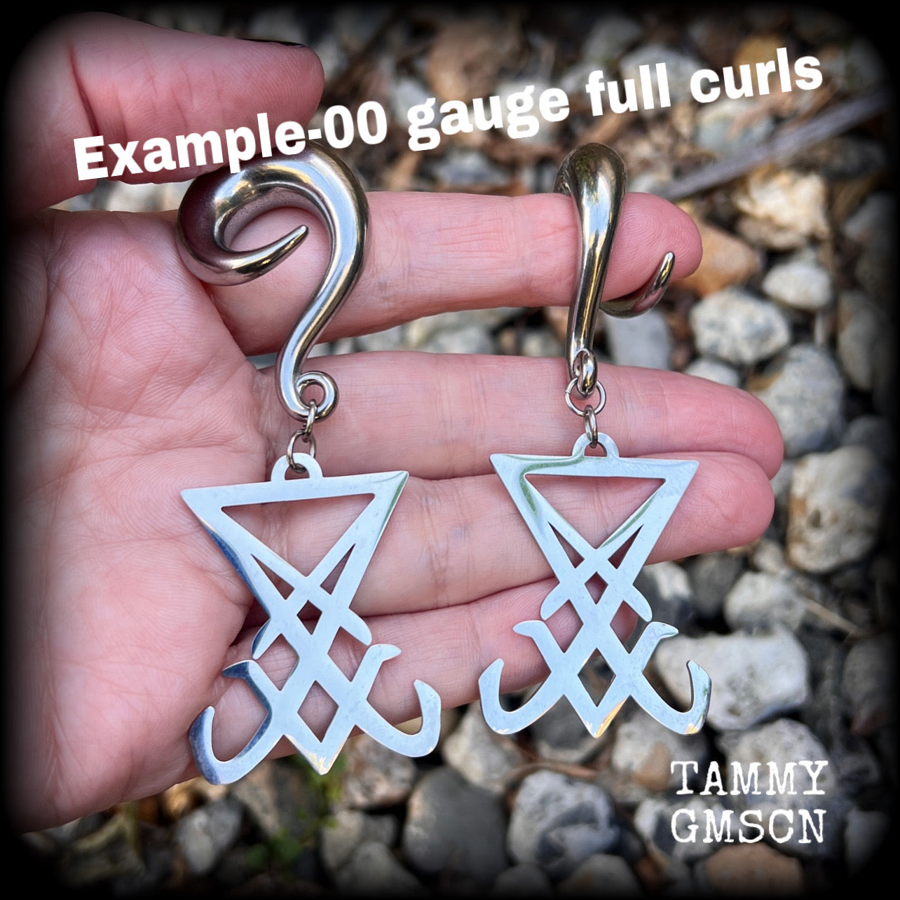 DIY Silver full curl hooks for stretched lobes