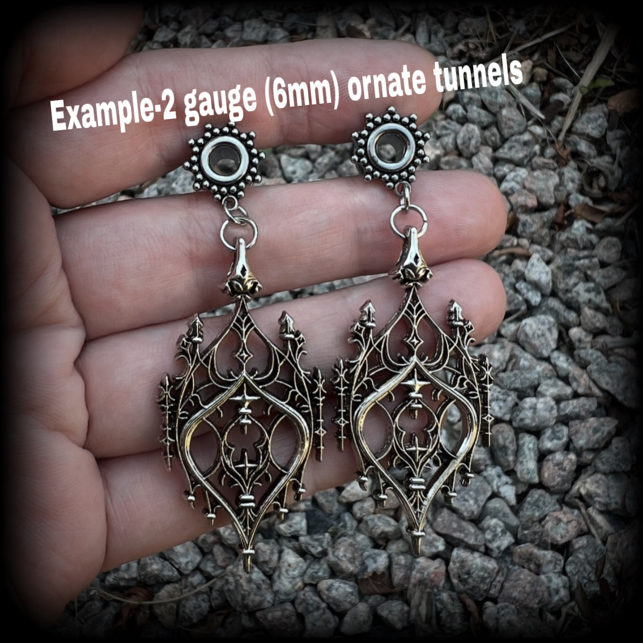 Gothic arch tunnel earrings-Gothic cathedral ear gauges