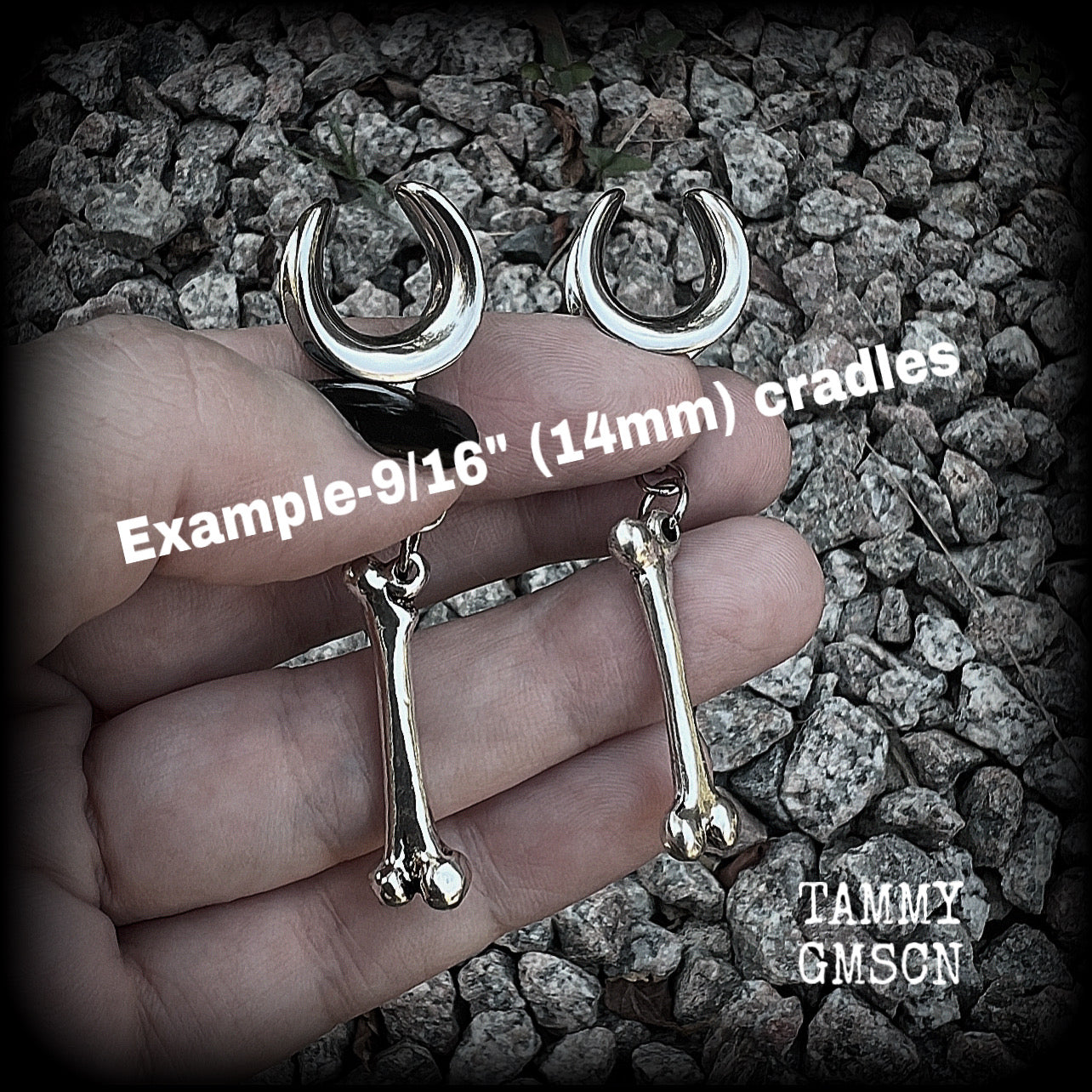 Leg bone gauged earrings-Halloween bone ear gauges