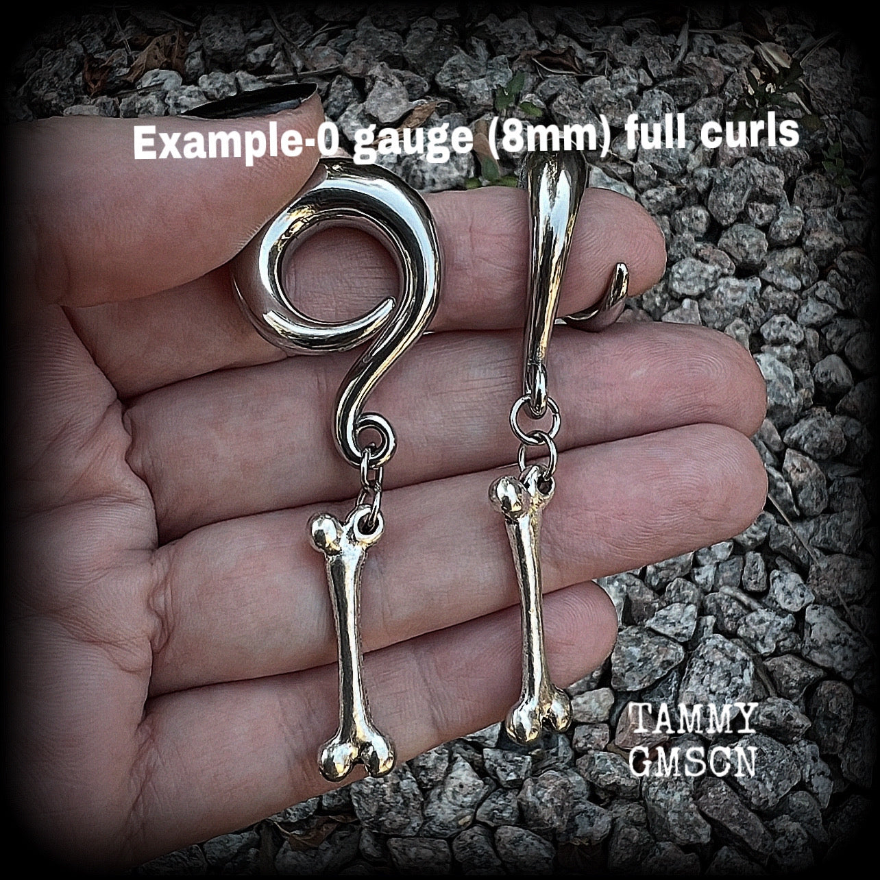 Leg bone gauged earrings-Halloween bone ear gauges