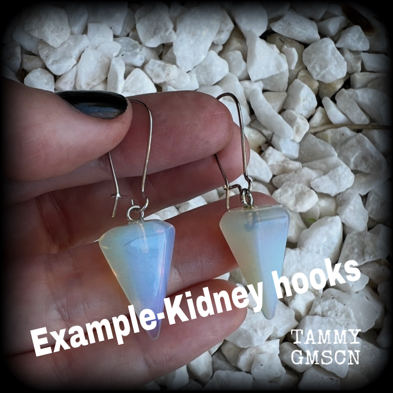 Opalite earrings-Gemstone ear hangers