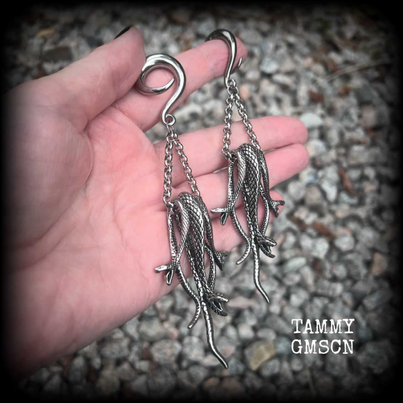 Medusa snake ear weights-Serpent ear hangers