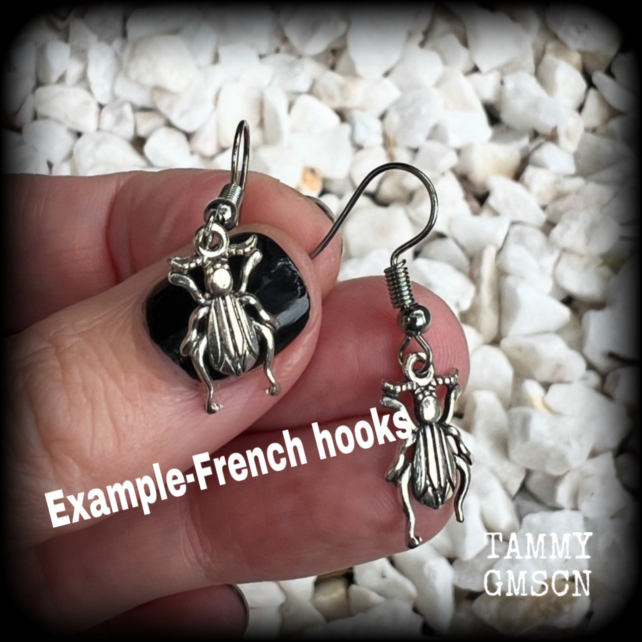 Antique silver beetle earrings-Insect earrings