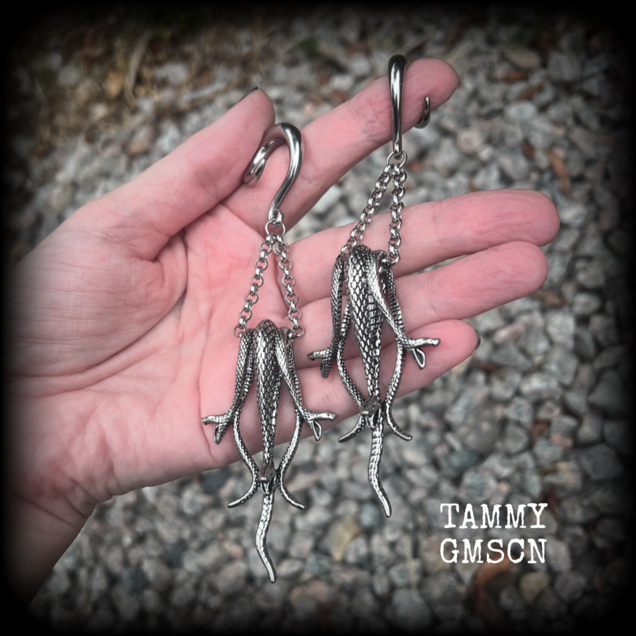 Medusa snake ear weights-Serpent ear hangers