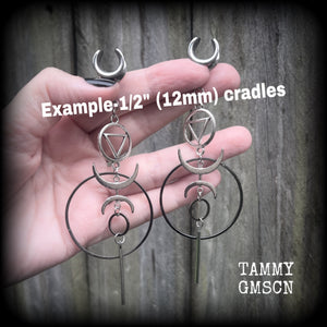 Geometric hoop and sigil hanging gauges-Occult jewelry
