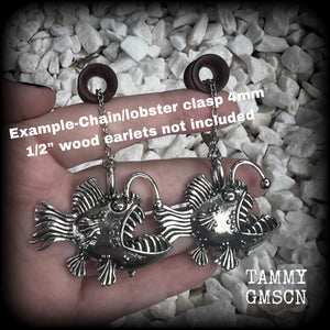 Angler fish earrings-Black seadevil earrings