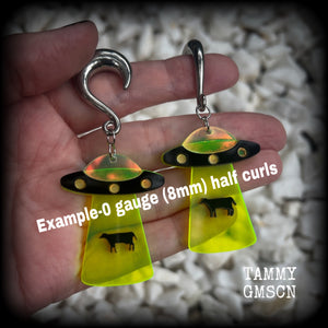 UFO gauged earrings-X-files earrings