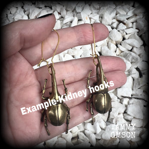 Rhinoceros beetle earrings-Hercules beetle insect earrings