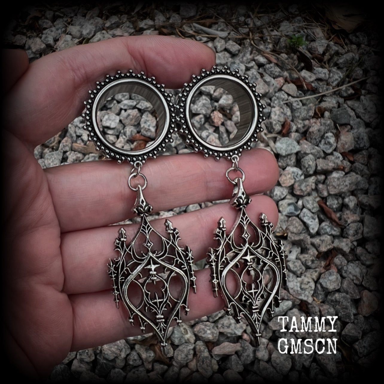 Gothic arch tunnel earrings-Gothic cathedral ear gauges