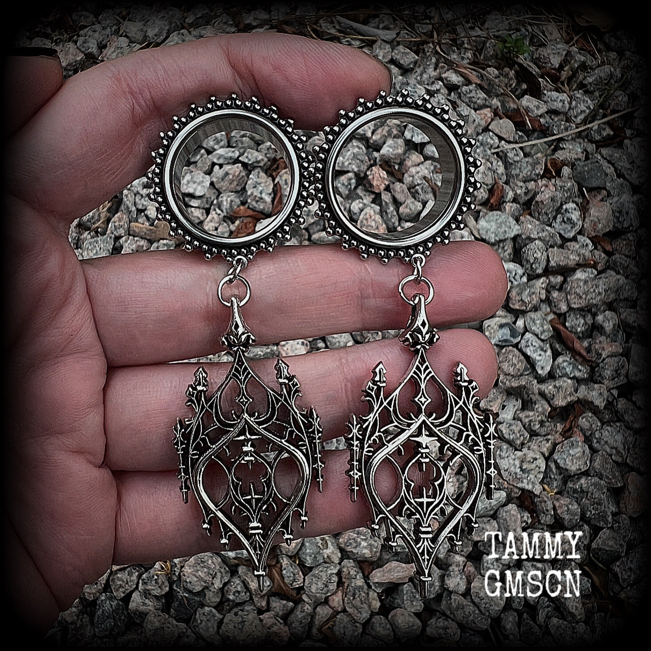 Gothic arch tunnel earrings-Gothic cathedral ear gauges
