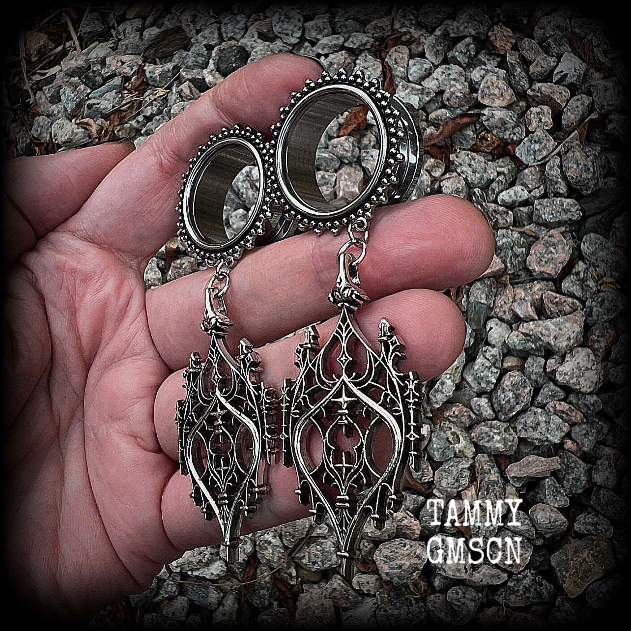 Gothic arch tunnel earrings-Gothic cathedral ear gauges