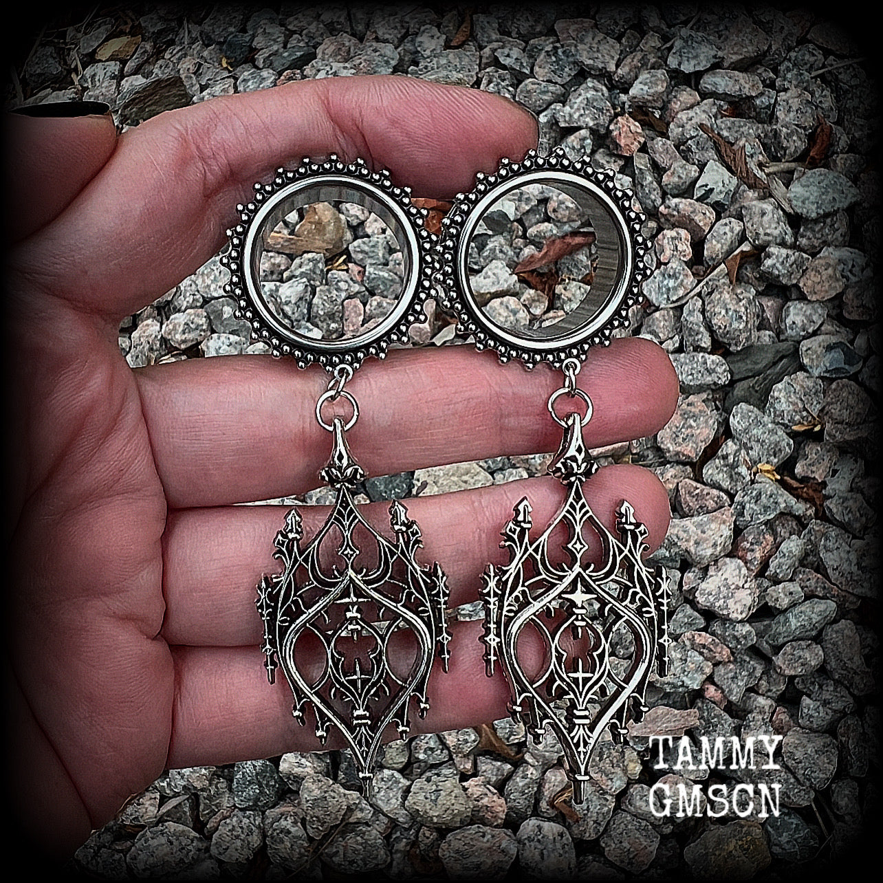 Gothic arch tunnel earrings-Gothic cathedral ear gauges