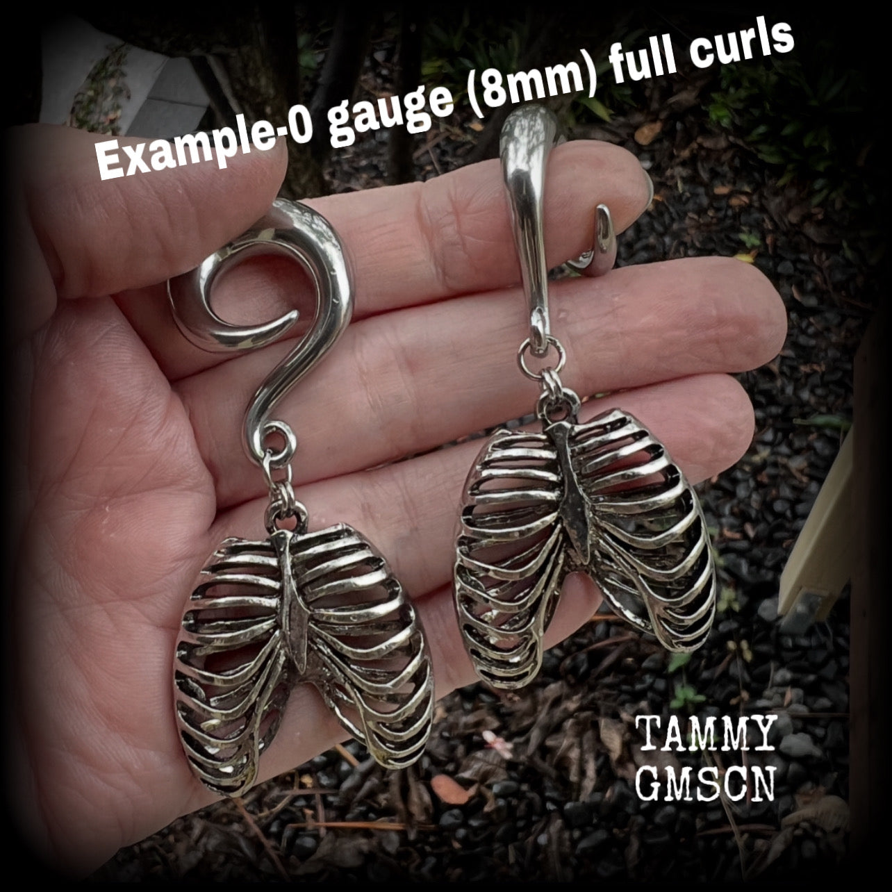 Ribcage ear weights-Bones-Bone gauged earrings