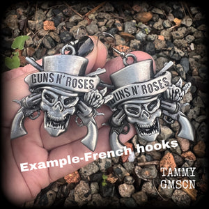 Guns N’ Roses earrings Heavy metal earrings Punk earrings Metal jewelry Earrings for pierced ears and stretched lobes