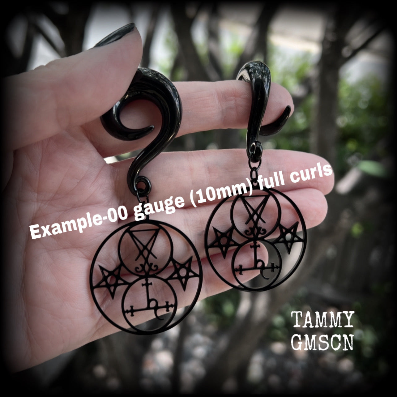 Sigil of Lilith gauged earrings-Occult sigil ear hangers
