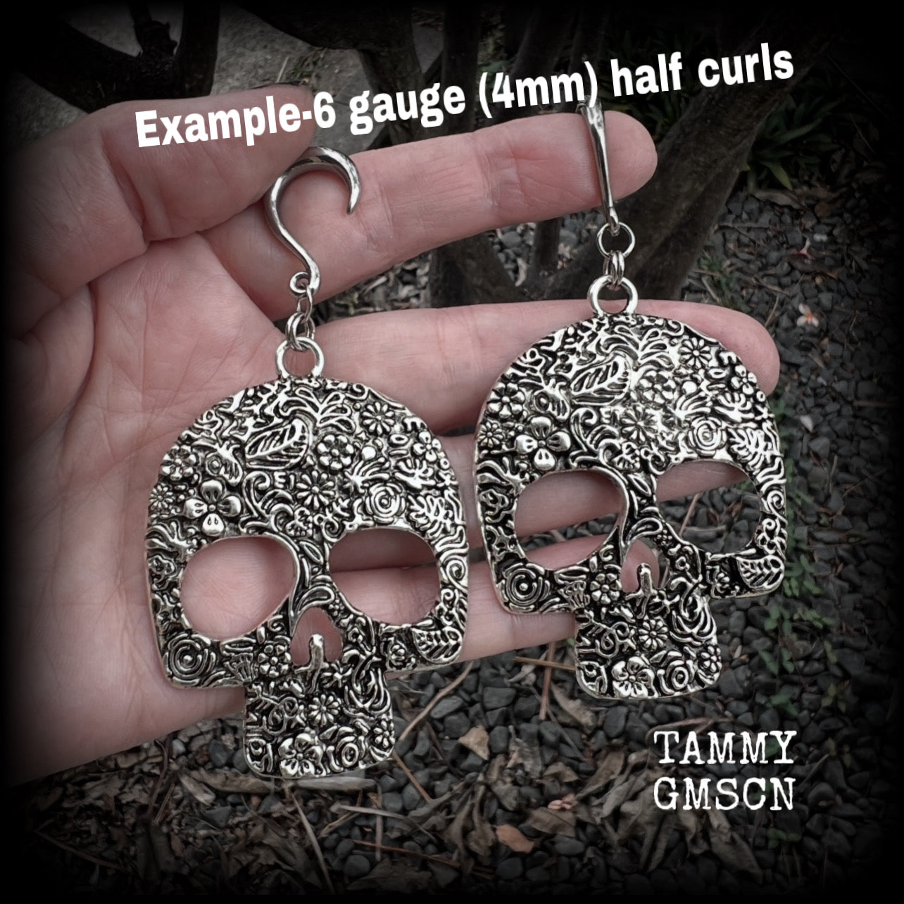 Day of the Dead skull ear weights-Sugar skull ear hangers