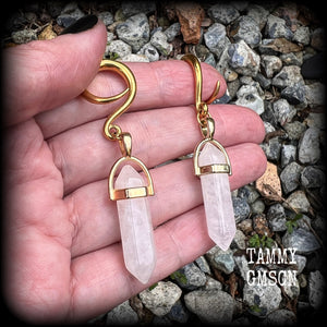 Quartz earrings Crystal ear gauges Gemstone ear weights Gauged earrings Body jewellery Stretched ears Stretched lobes Gemstone jewelry