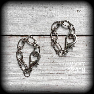 DIY chain and clasp for tunnel earrings Tunnel dangles make your own earrings Make your own ear weights Make your own tunnel earrings Stretched ears Stretched lobes Body jewelry gauged earrings 00 gauge DIY ear weights
