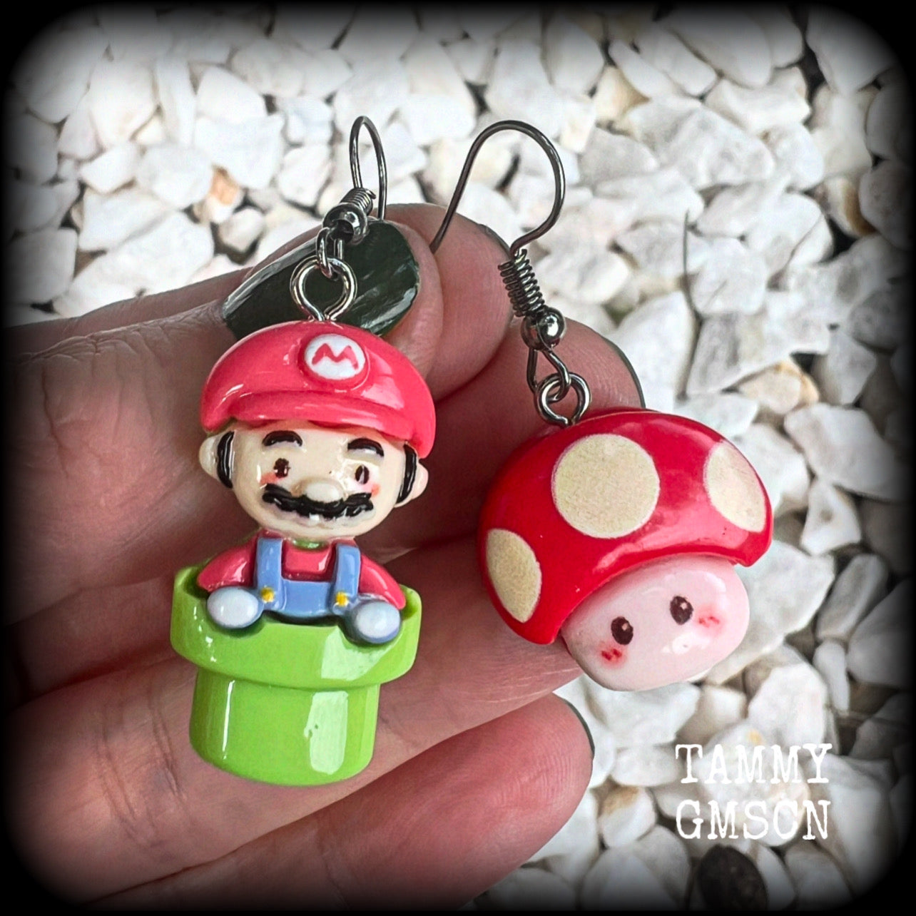 This is a super cute 3pc mix and match set of Mario Bros earrings featuring classic Mario brothers we all know and love, measuring between 4 and 5cms from tip to tip, and weighing only a few grams each.

This 3pcs mix and match set have been made with stainless steel french hooks, to be worn in pierced ears