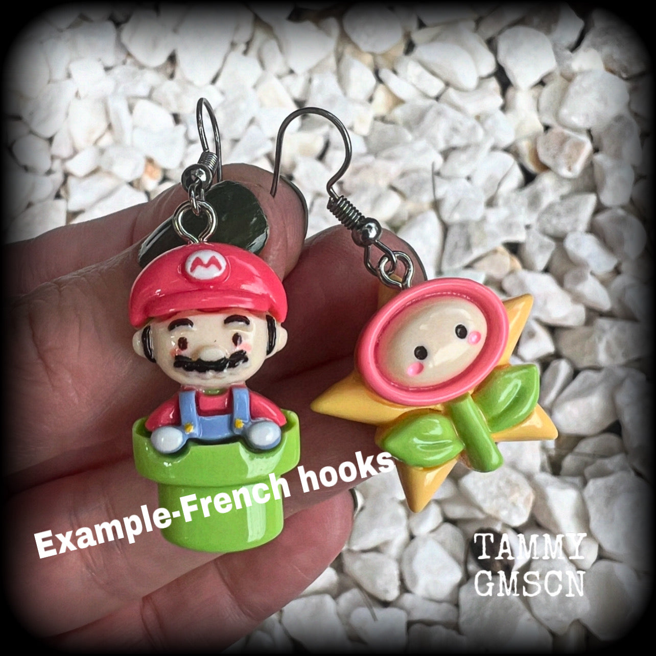 This is a super cute 3pc mix and match set of Mario Bros earrings featuring classic Mario brothers we all know and love, measuring between 4 and 5cms from tip to tip, and weighing only a few grams each.

This 3pcs mix and match set have been made with stainless steel french hooks, to be worn in pierced ears.