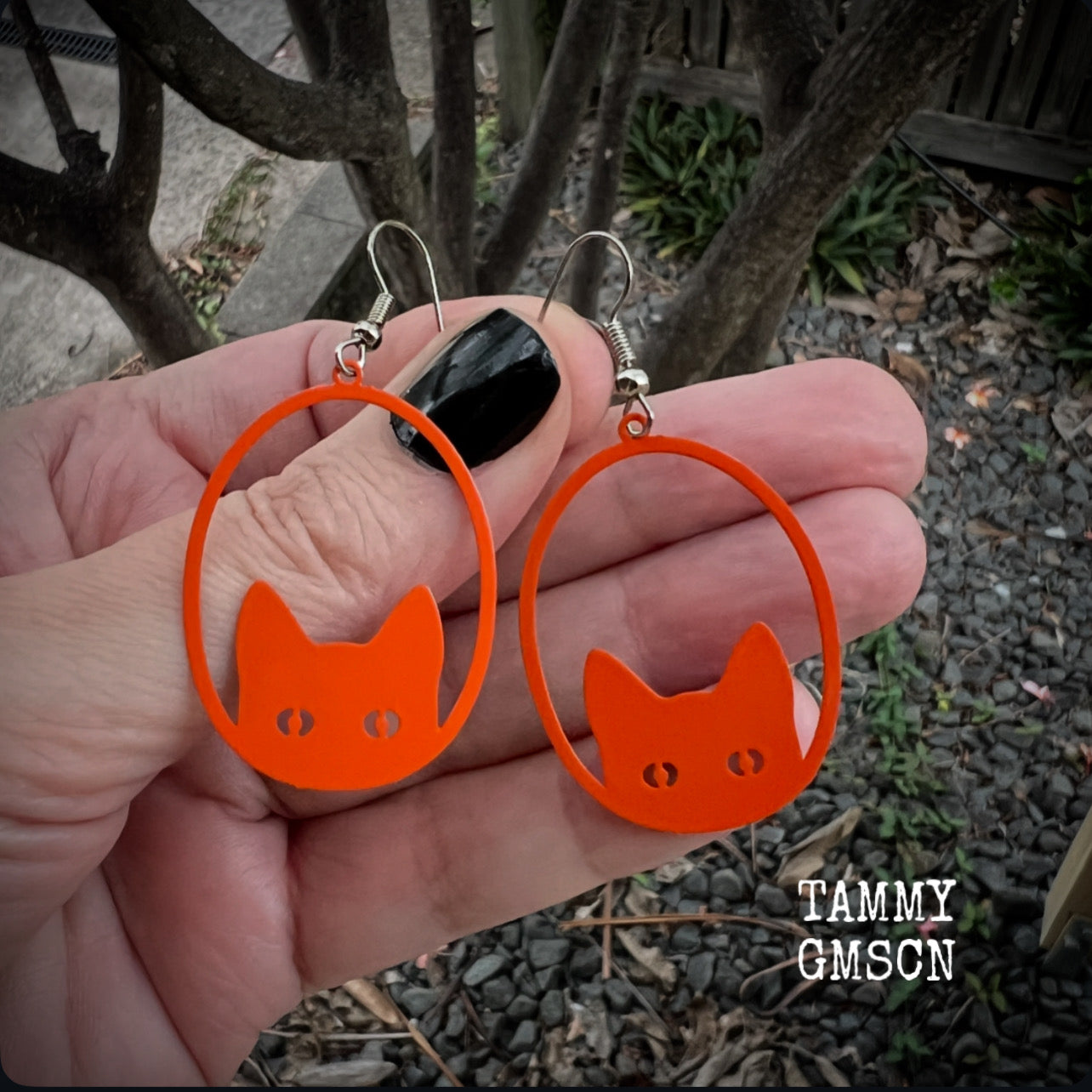 Orange cat energy earrings-Crazy Cat Lady cheese boy earrings