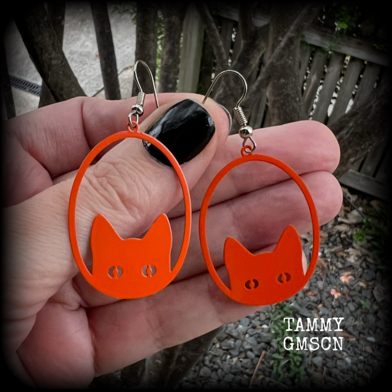 Orange cat energy earrings-Crazy Cat Lady cheese boy earrings