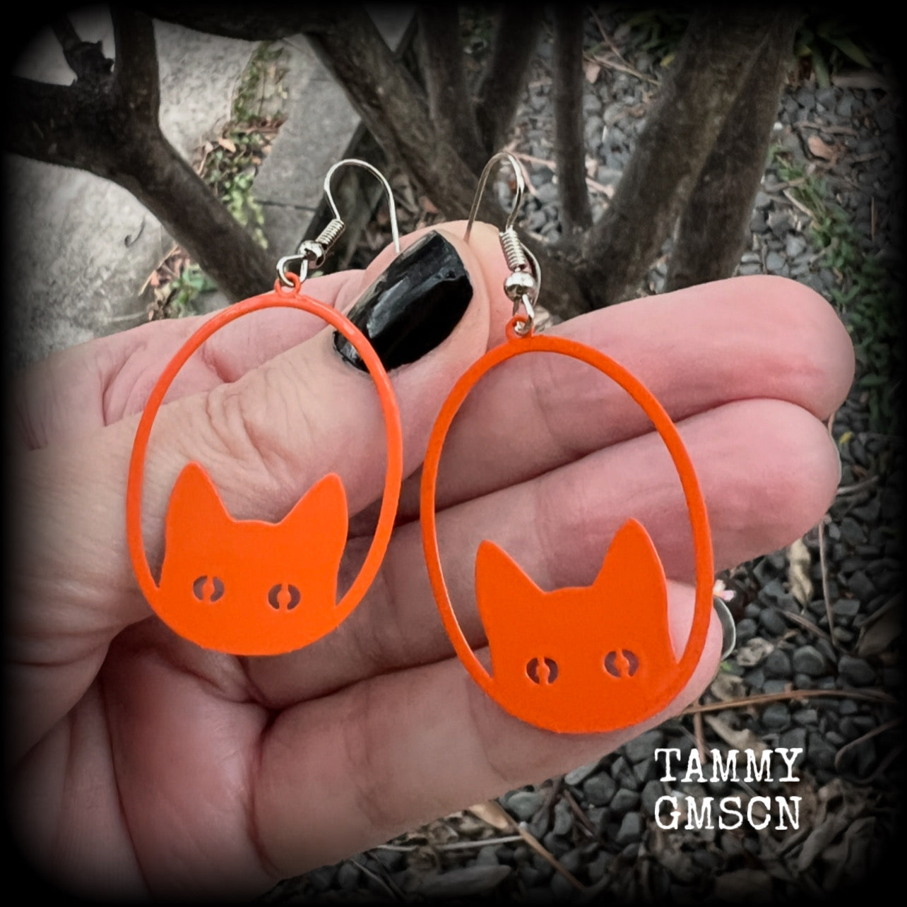 Orange cat energy earrings-Crazy Cat Lady cheese boy earrings