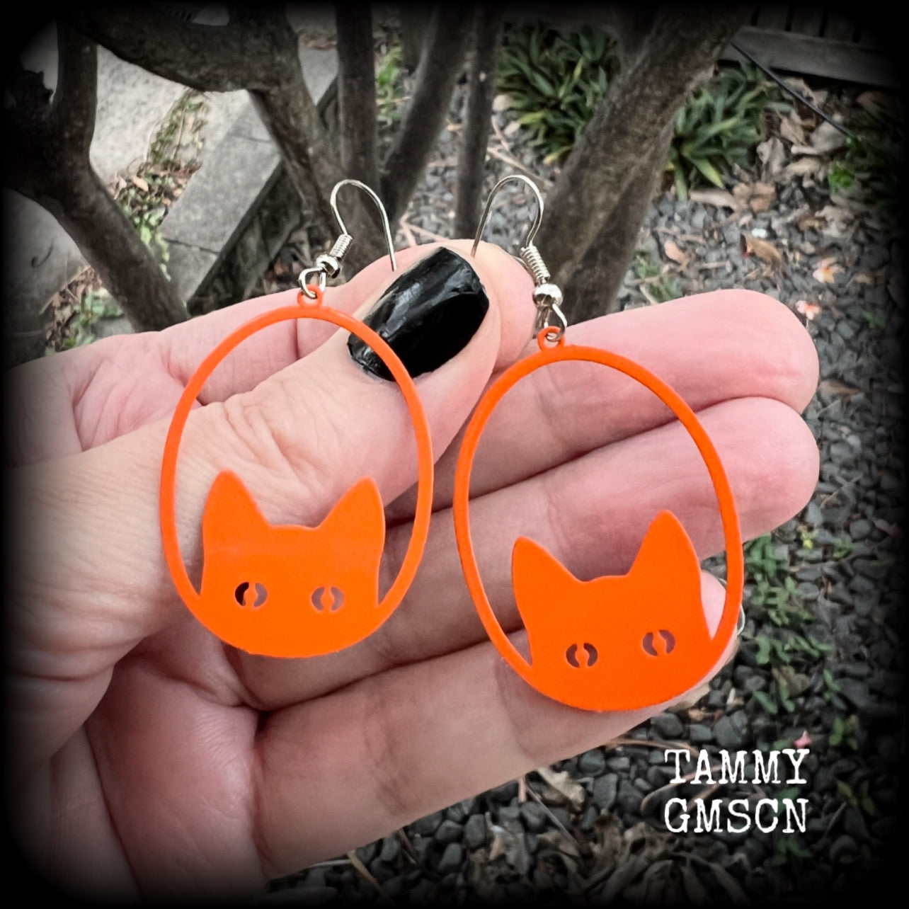 Orange cat energy earrings-Crazy Cat Lady cheese boy earrings