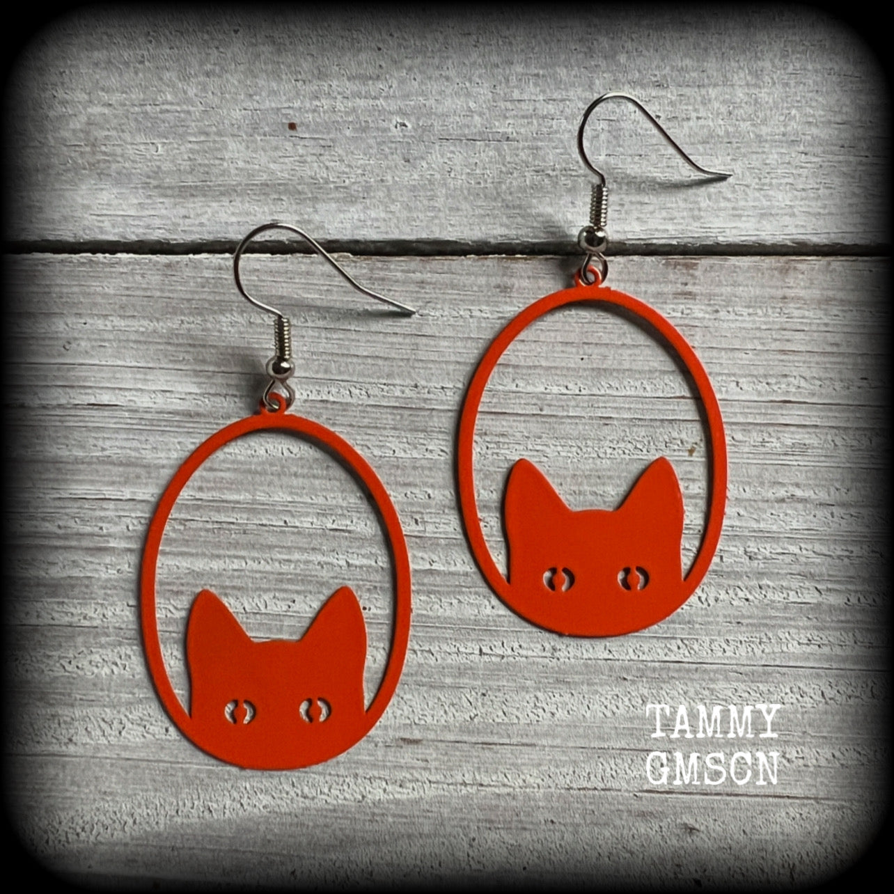 Orange cat energy earrings-Crazy Cat Lady cheese boy earrings