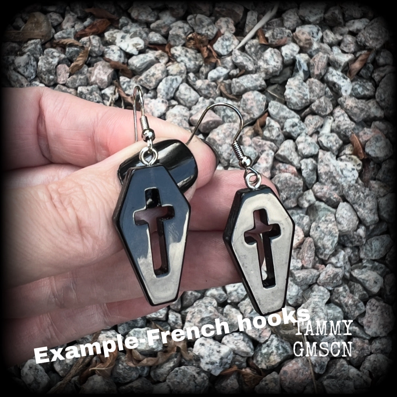 Black coffin earrings-Halloween earrings