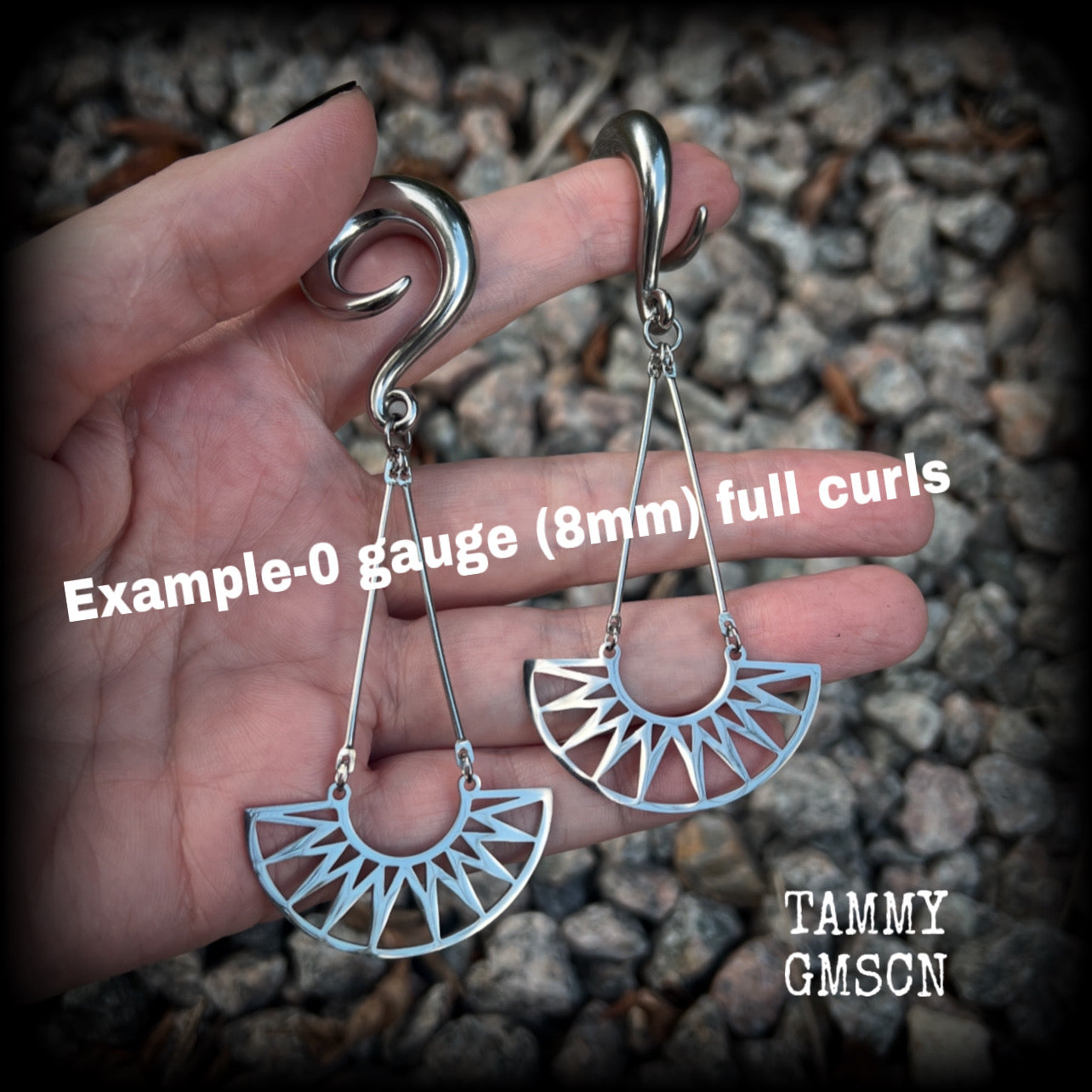 Goddess Ishtar gauged earrings-Tribal sun ear hangers
