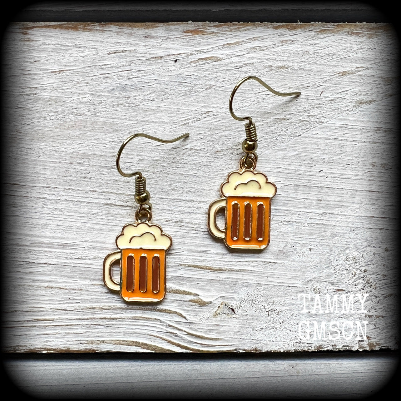 Beer mug earrings-Beer stein earrings