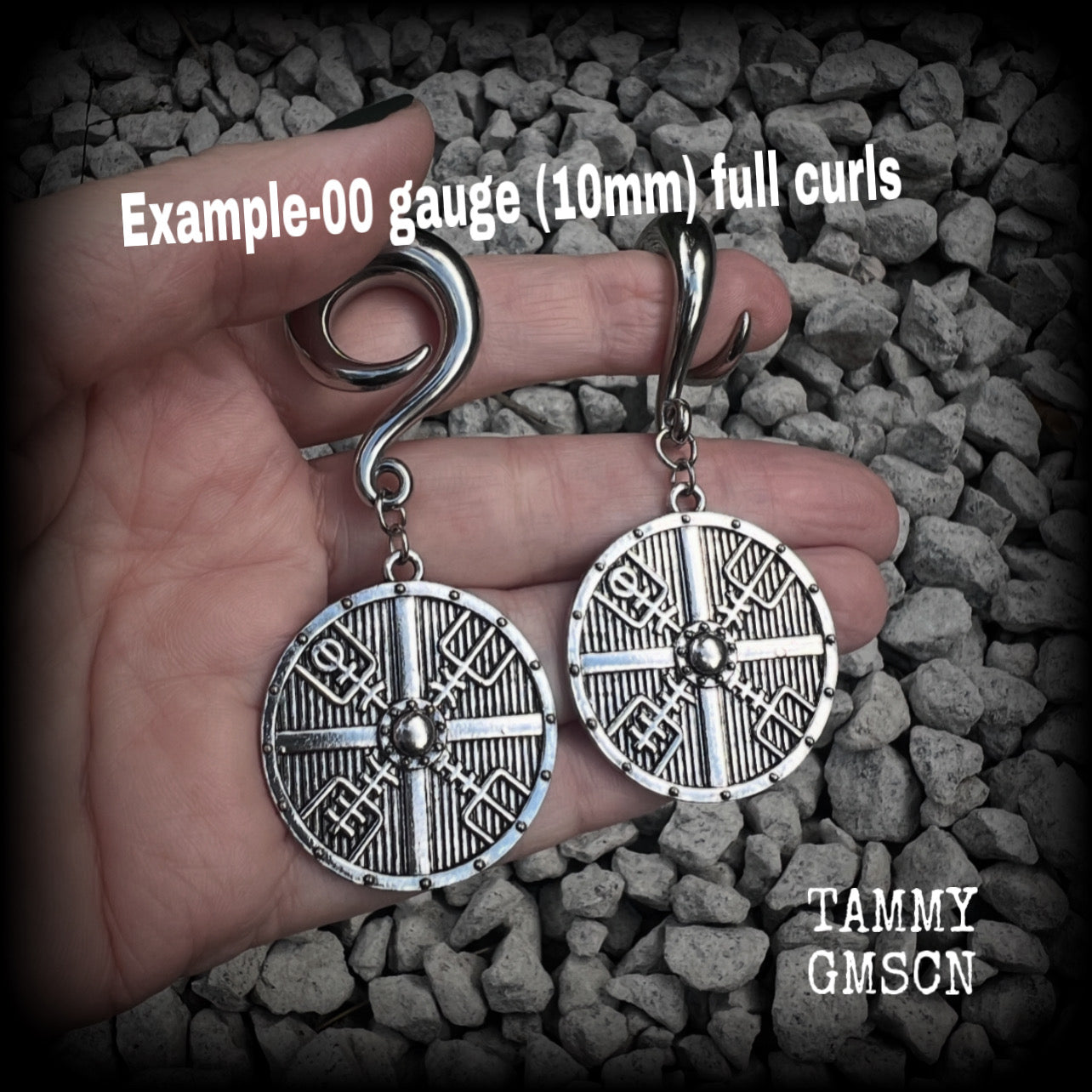 Viking compass ear weights-Vegvisir gauged earrings-Viking gauges