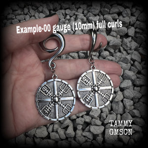 Viking compass ear weights-Vegvisir gauged earrings-Viking gauges