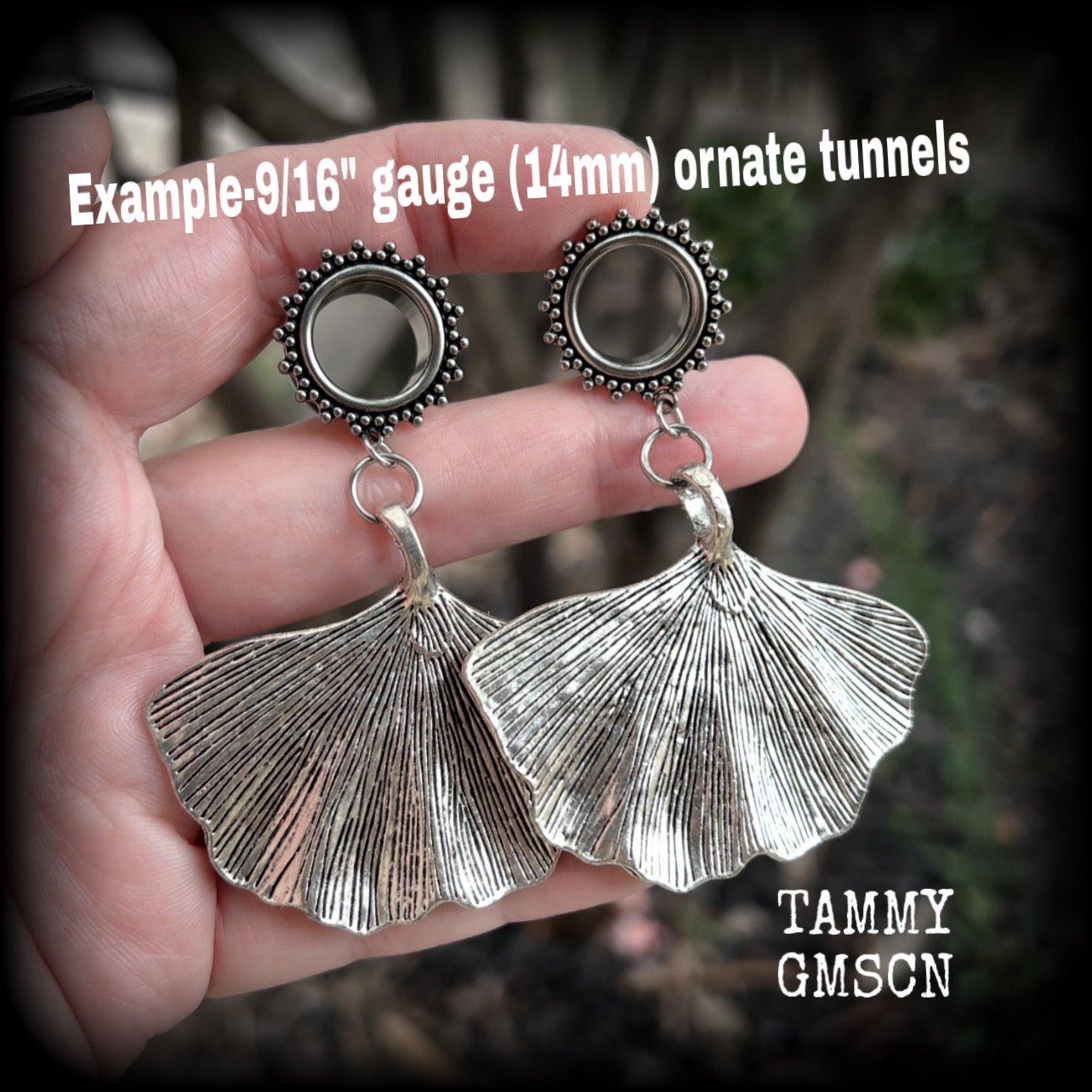 Ginkgo leaf tunnel dangles-Lotus leaf tunnel earrings