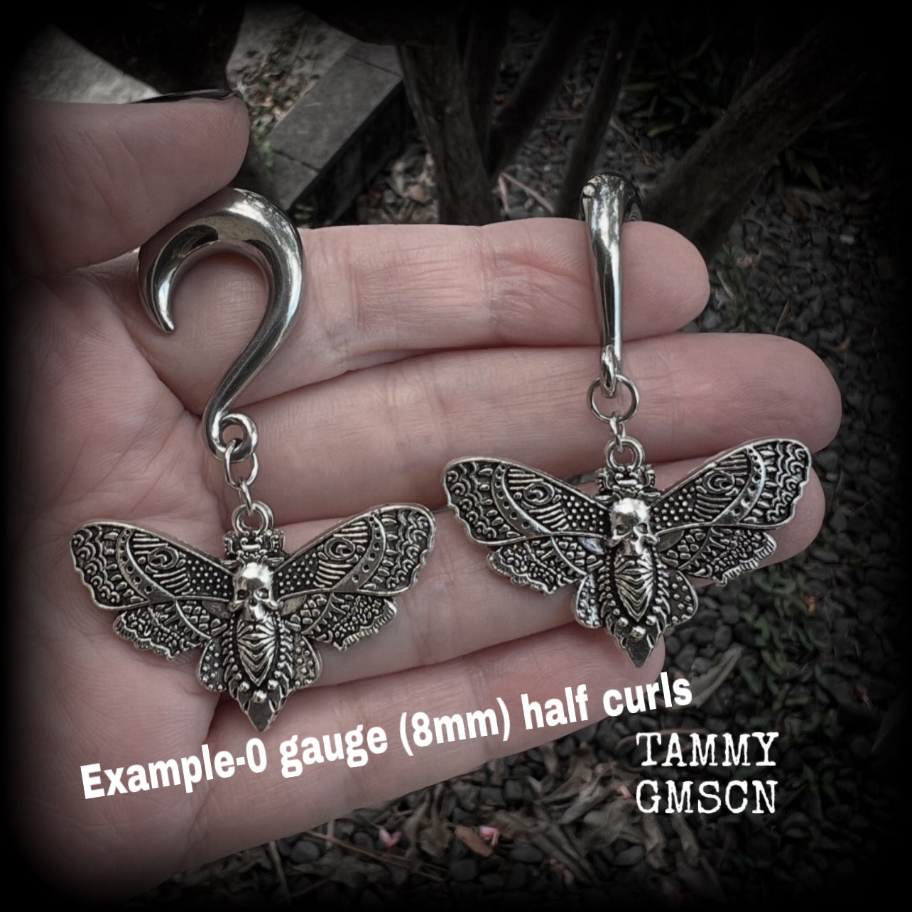 Deathshead moth tunnel earrings-Deaths head moth ear gauges