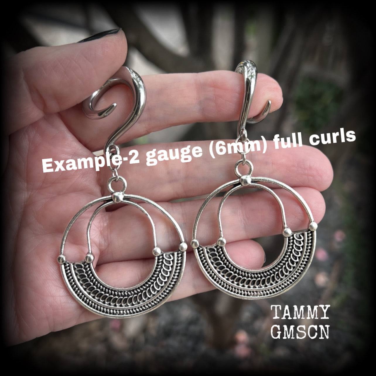 Goddess Ishtar gauged earrings-Tribal ear weights