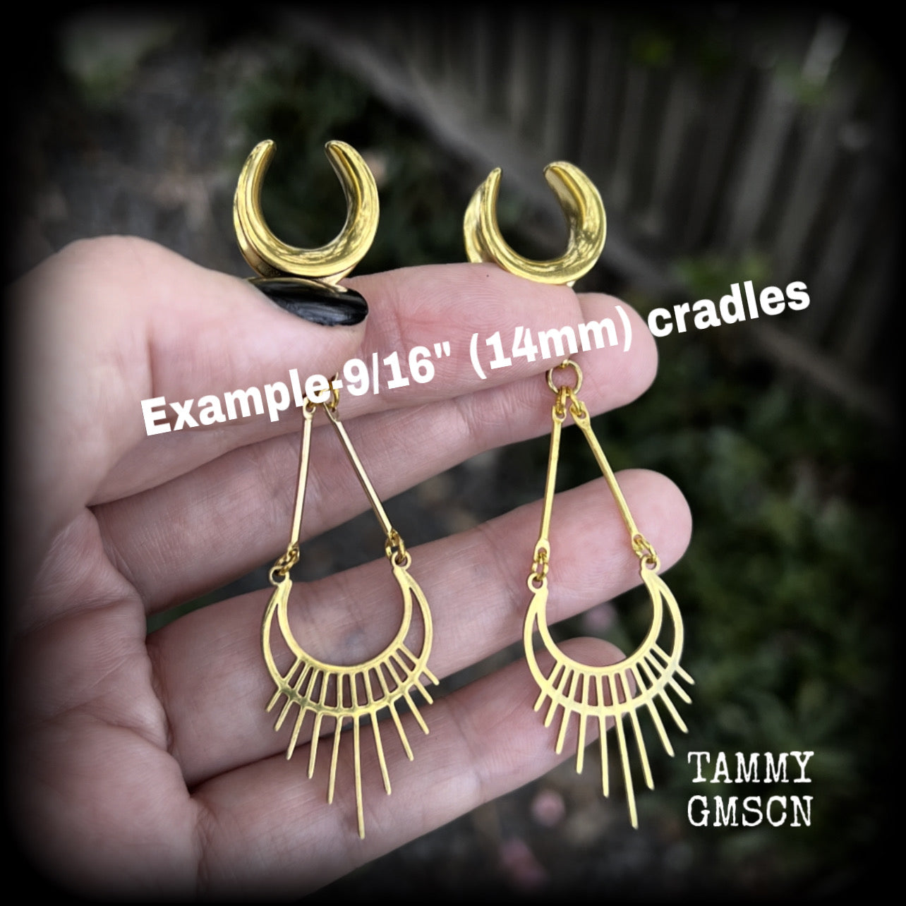 Goddess Ishtar sun and moon earrings-Crescent moon ear hangers