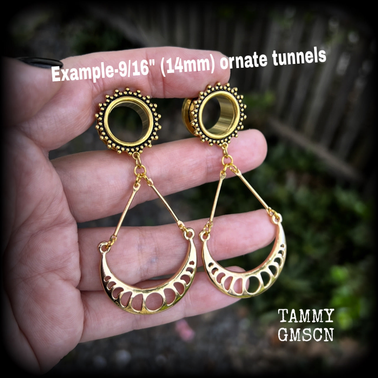 Moon phase tunnel earrings-Witchy ear gauges