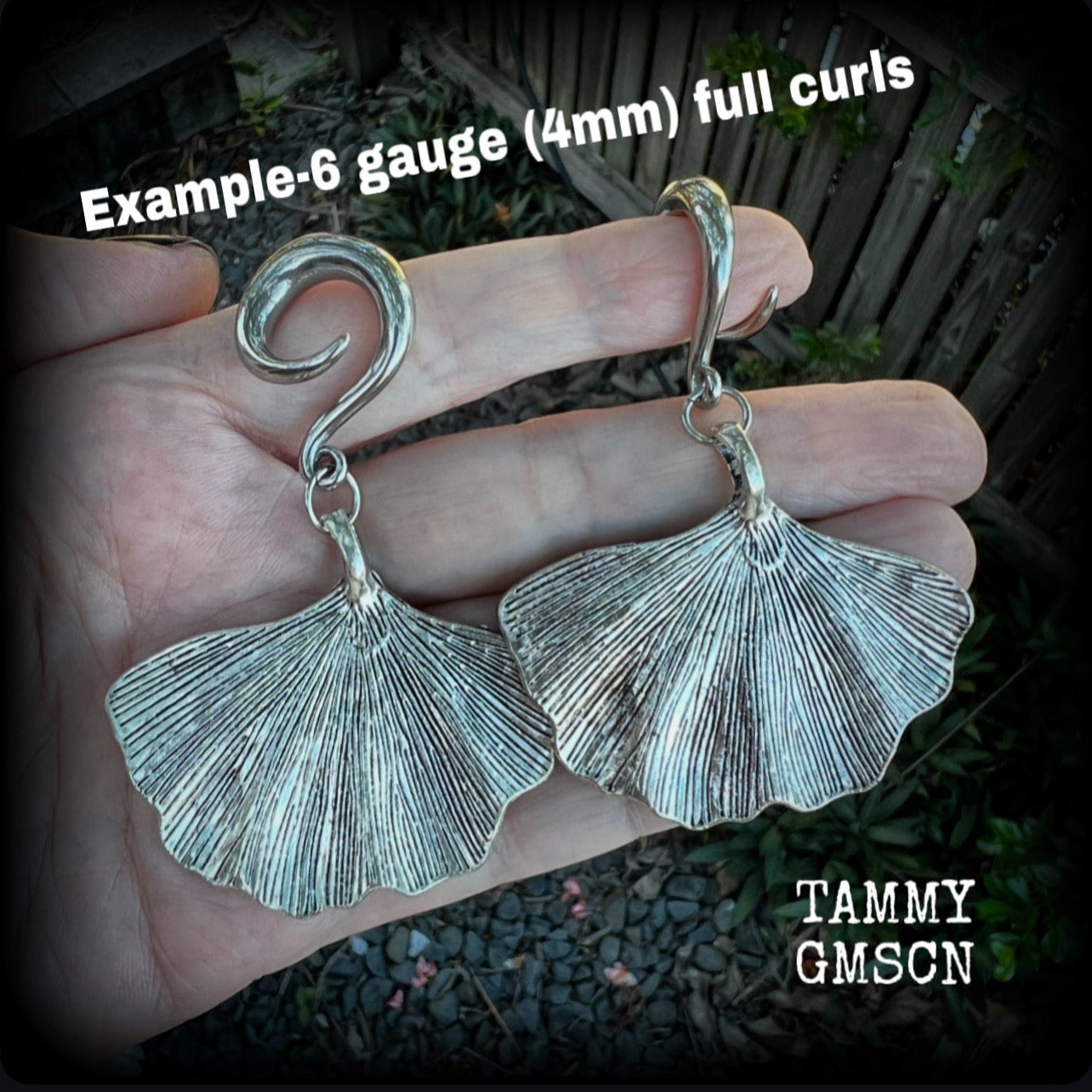 Silver ginkgo leaf gauged earrings-Goddess Gaia gauged earrings