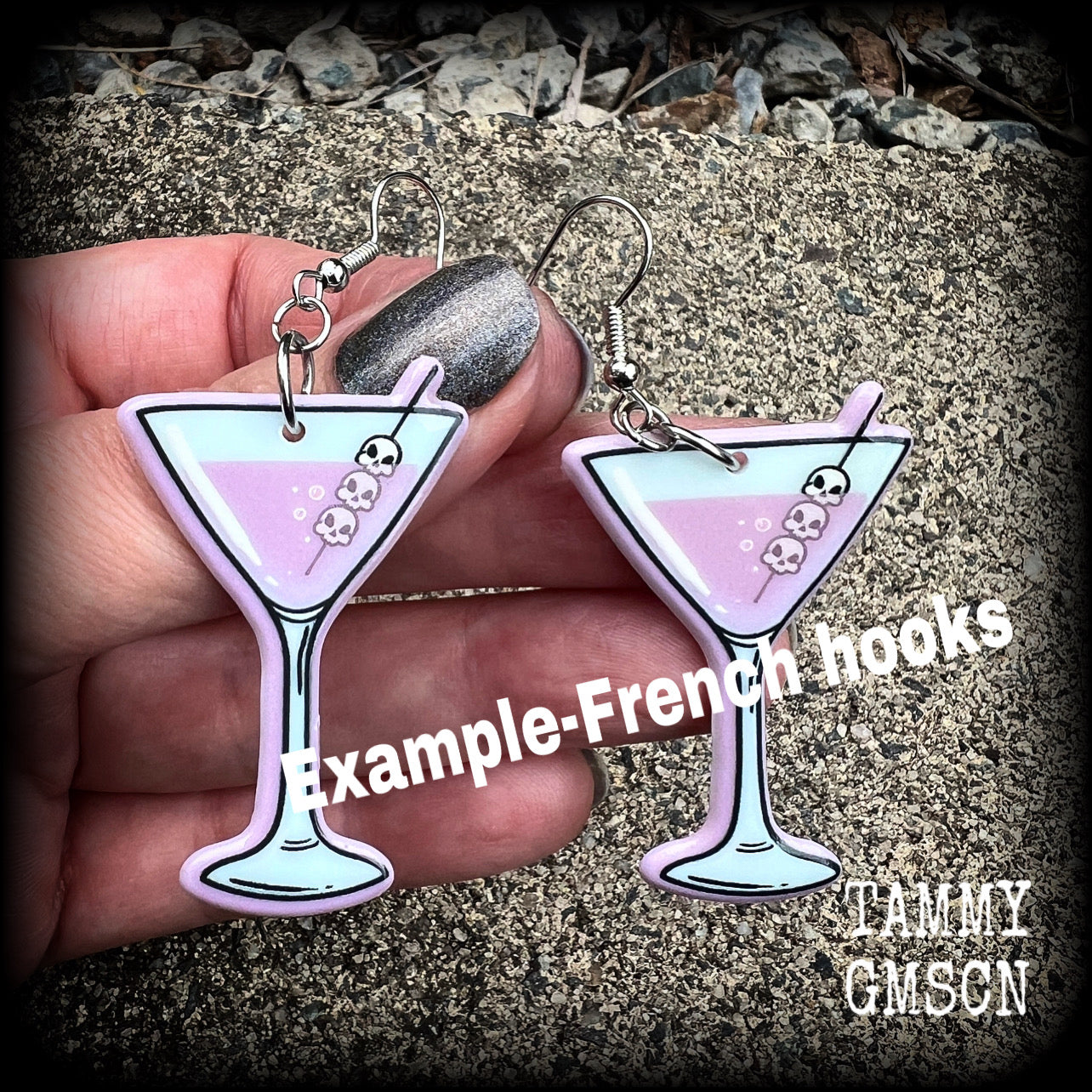 Zombie martini tunnel earrings